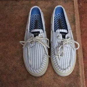 Sperry striped blue and white boat shoes